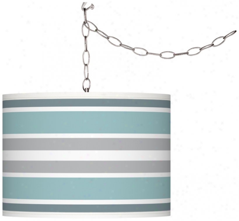 Swag Style Multi Color Stripes Shade Plug-in Chandelier (f9542-x4195)