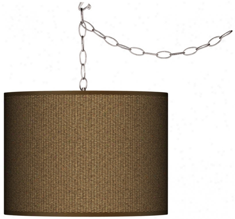 Swag Style Woven Wicker Print Giclee Shade Plug-in Chandelier (f9542-k2068)