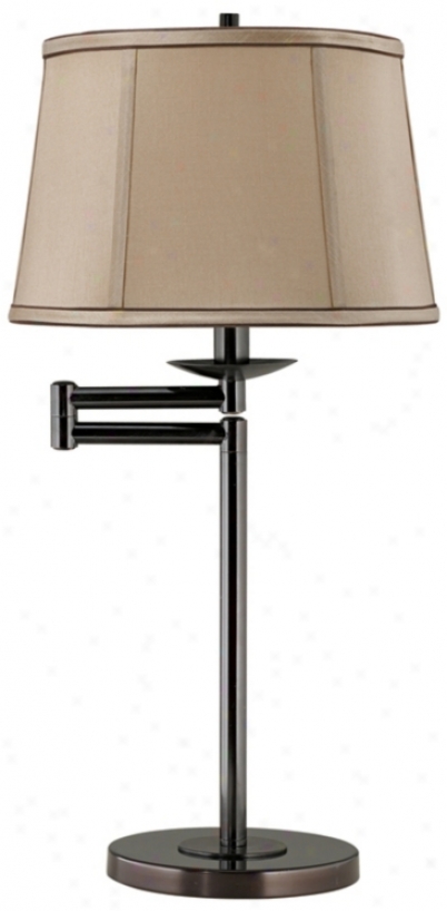 Tan And Brown Shade Bronze Swing Arm Desk Lamp Base (41165-x6536)