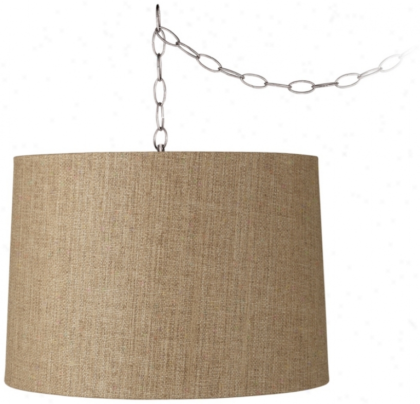 Tan Weave 16" Wide Burahed Steel Swag Chandelier (w2813-t7097)