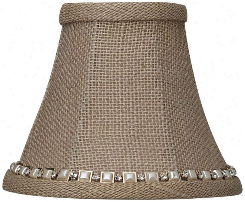 Taupe Burlap Jewel Clip Shade 3x6x5 (clip-on) (w6601)