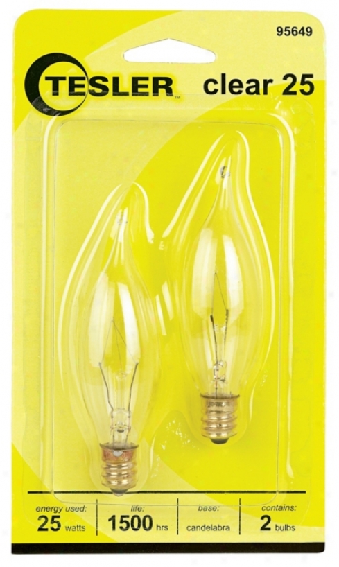 Tesler 25 Watt 2-pack Bent Tip Candelabra Light Bulbs (95649)