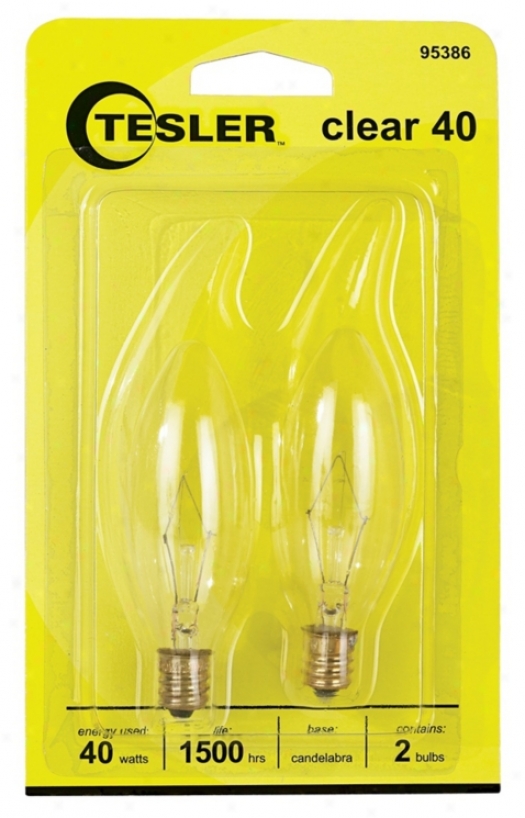 Tesler 40 Watt 2-pack Blunr Tip Candelabra Light Bulbs (95386)