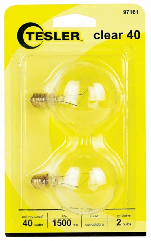 Tesler 40 Watt 2-pack G16 1/2 Clear Candelabra Light Bulbs (97161)