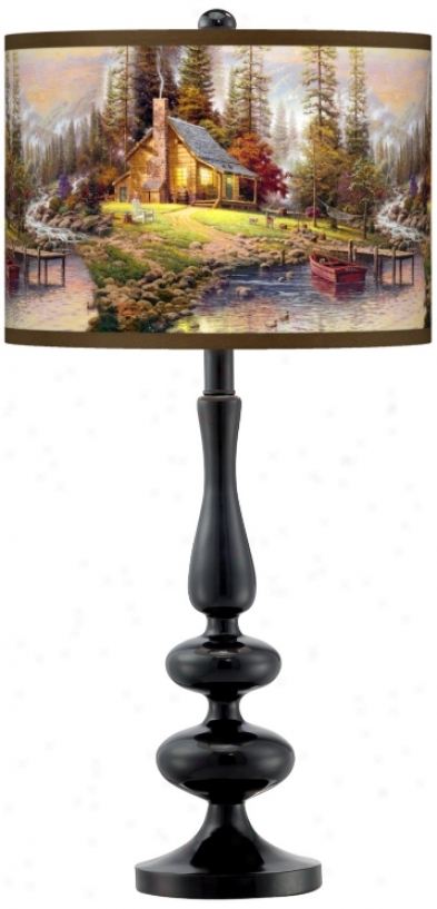 Thomas Kinkade A ePaceful Retreat Giclee Glow Table Lamp (n5714-w8705)