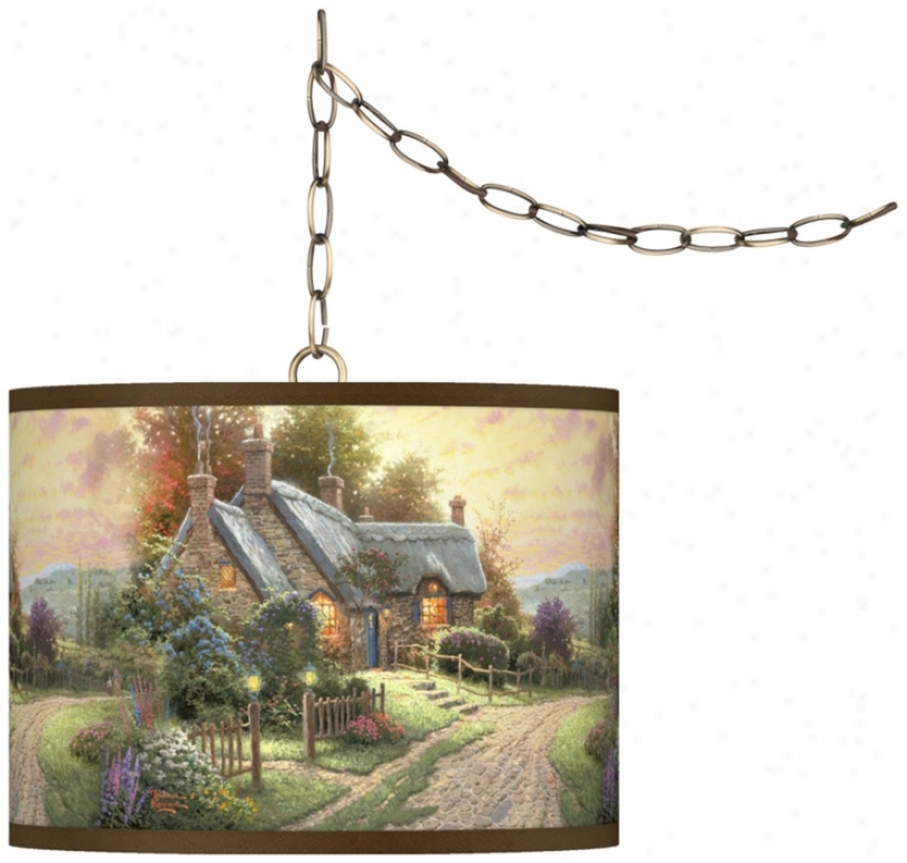 Thomas Kinkade A Peaceful Time 13 1/2" Brass Swag Lamp (w7782-x9373)