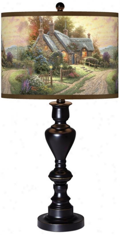 Thomas Kinkade A Peaceful Time Black Bronze Table Lamp (x0022-x2983)