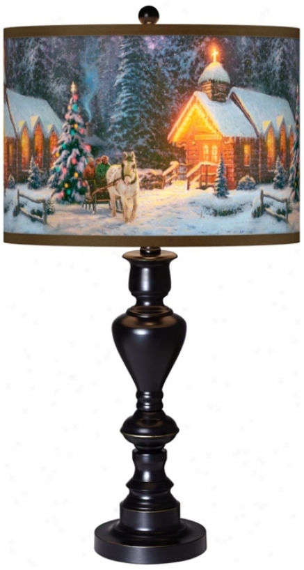 Thomas Kinlade Christmas Chapel I Black Bronze Table Lamp (x0022-y3513)