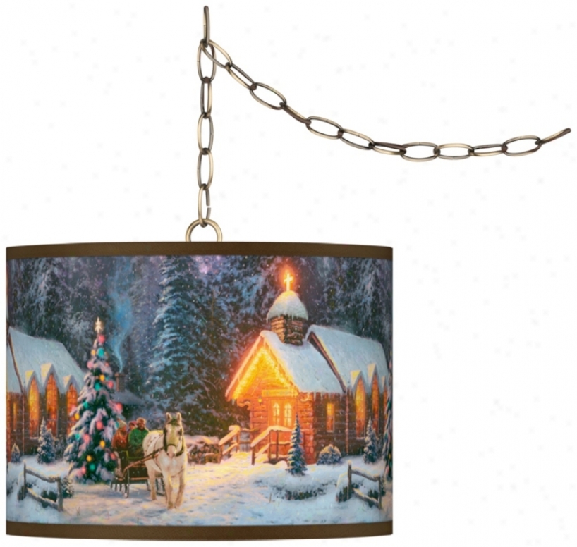 Thomas Kinkade Christmas Chapel I Plug-in Swag Pendant Light (w77822-y2713)