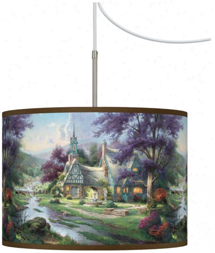 Thomas Kinkade Clocktower Cottage Plug-in Swag Chandelier (t6330-w8910)