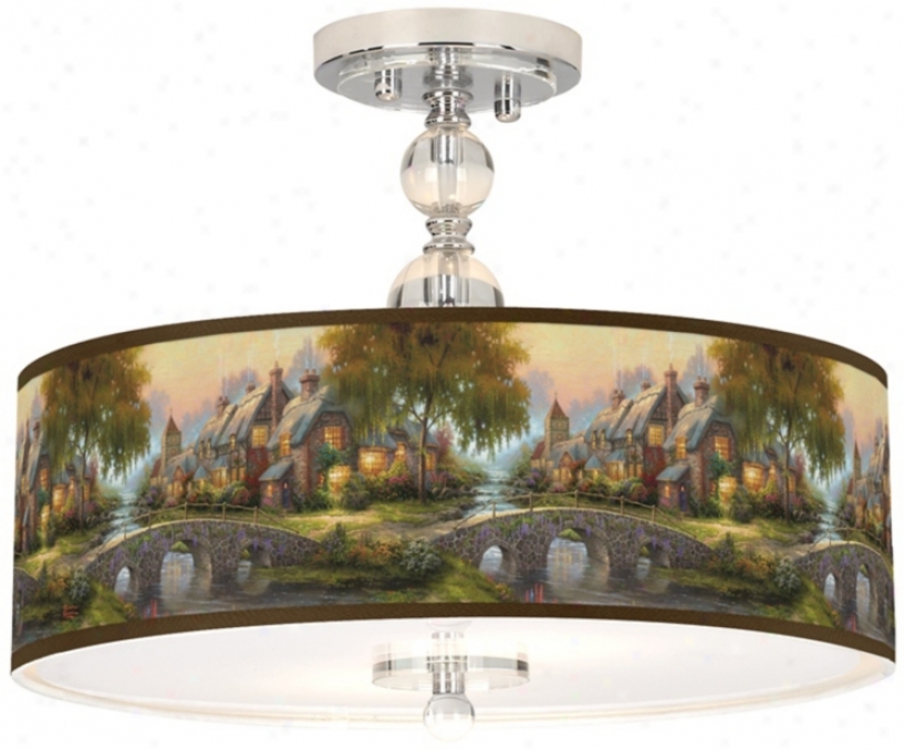 Thomas Kinkade Cobblestone Bridge 16&uot; Ceiling Light (n7956-w8983)