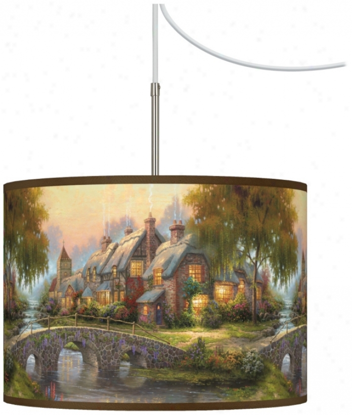 Thomas Kinkade Cobblestone Bridge Plug-in Swag Chandelier (t6330-w8911)