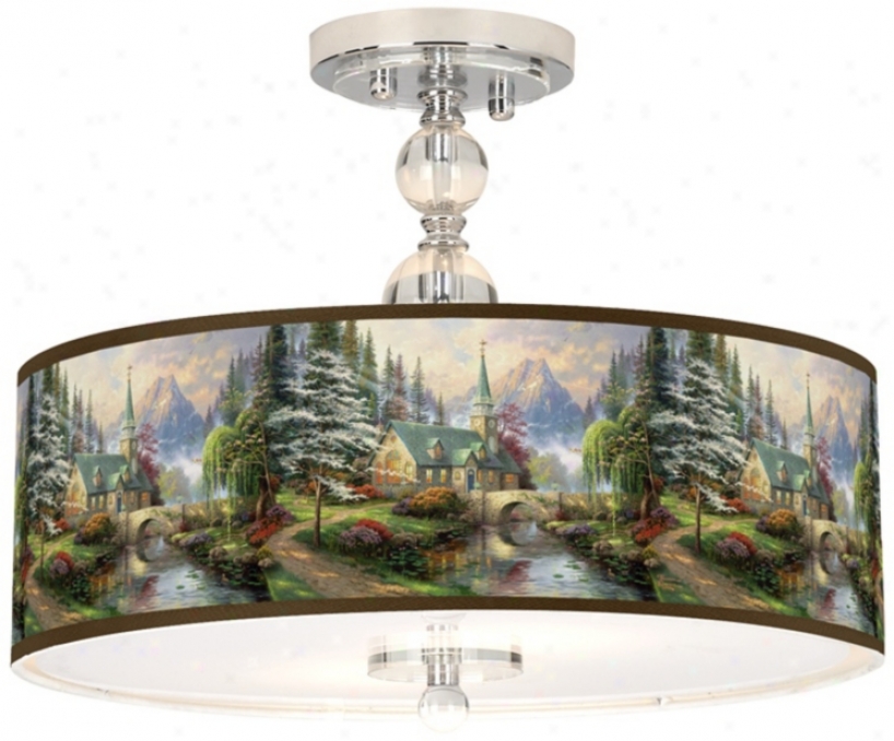 Thomas Kinkade Dogwood Chapel 16" Ceiling Light (n7956-w7135)