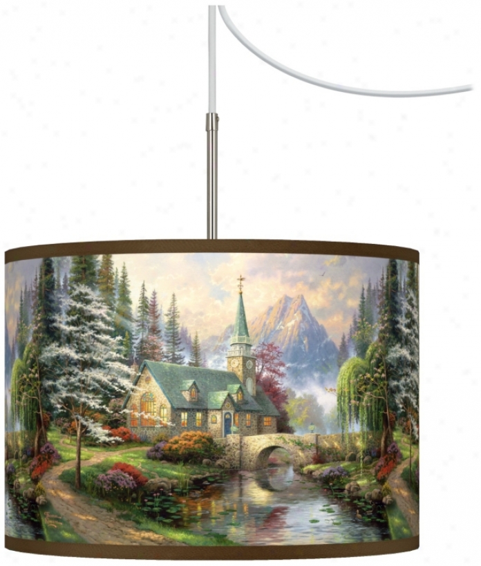 Thomas Kinkade Dogwood Chapel Giclee Plug-in Bend Chandelier (t6330-w7259)