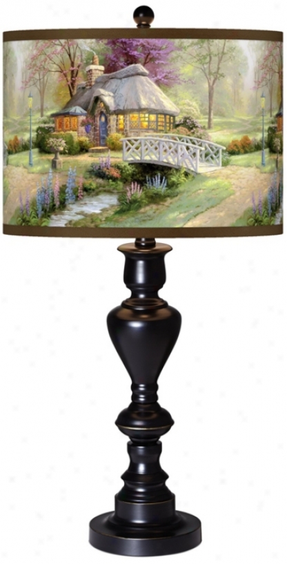 Thomas Kinkade Intimacy Cottage Giclee Glow Bronze Table Lamp (x0022-x2979)