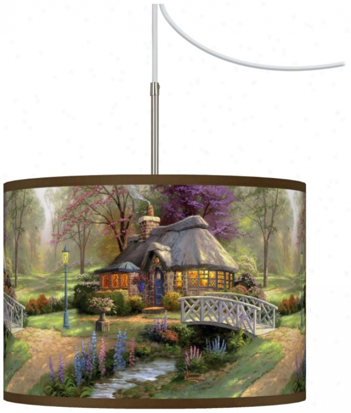 Thomas Kinkade Friendship Cottage Giclee Plug-in Swag Chandelier (t6330-w7264)