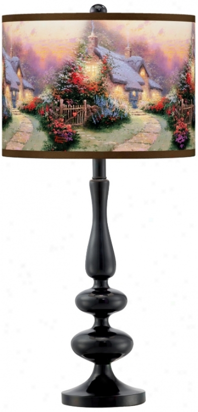 Thomas Kinkade Glory Of Evening Giclee Glow BlackT able Lamp (n5714-w6954)