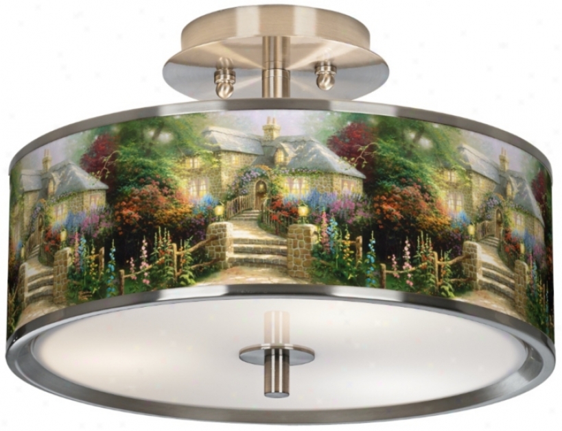 Thomas Kinkade Hollyhock House 14" Wide Ceiling Light (t6396-w8971)