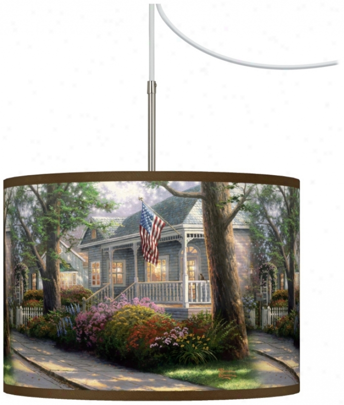 Thomas Kinkade Hometown Pride Giclee Plug-in Swag Chandelier (t6330-w7269)