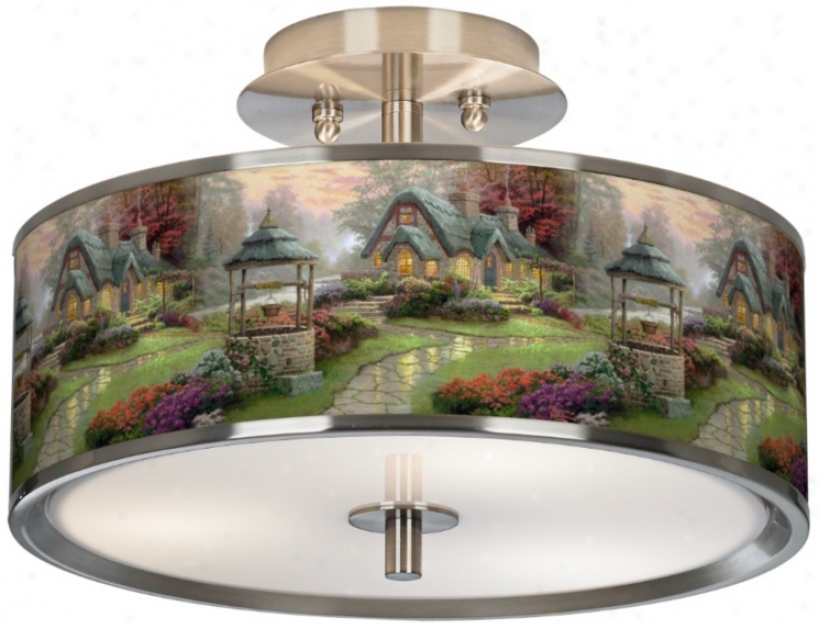 Thomas Kinkade Make A Wish Cottage 14" Giclee Ceilng Light (t6396-w7339)