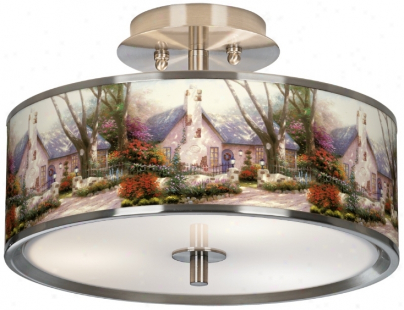 Thomas Kinkade Morning Glory Cottage 14"wcriling Light (t6396-w8974)