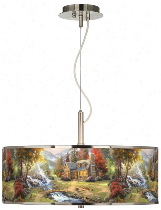 Thomas Kinkade Mountain Paradise Giclee 20" Pendant Light (t6343-w8954)