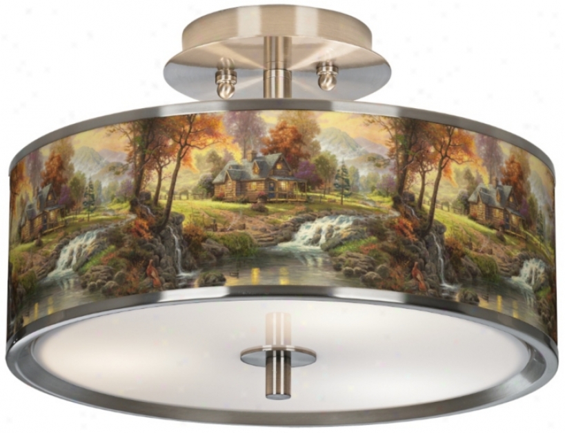 Thomas Kinkade Mountain Retreat 14" Wide Ceiling Light (t6396-w8976)