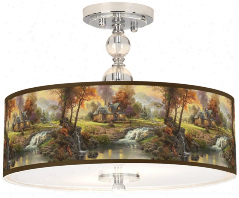 Thomas Kinkade Mountain Retreat 16" Ceiling Light (n7956-w8993)