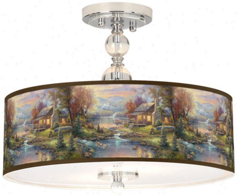 Thomas Kinkade Nature's Paradise 16" Ceuling Light( n7956-w8994)