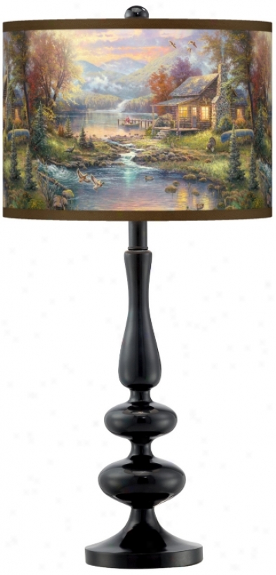 Thomas Kinkade Nature's Paradise Giclee Glow Table Lamp (n5714-w8704)