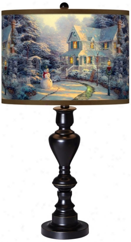 Thomas Kinkade Darkness Before Christmas Black Bronze Table Lamp (x0022-y3516)