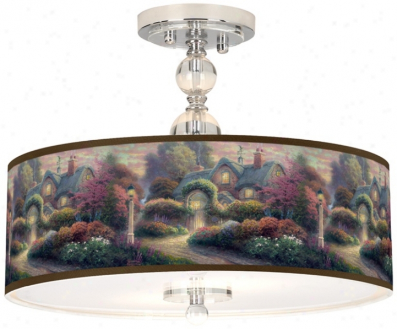 Thomas Kinkade Rosbeud Cottage 16" Ceiling Light (n7956-w7148)