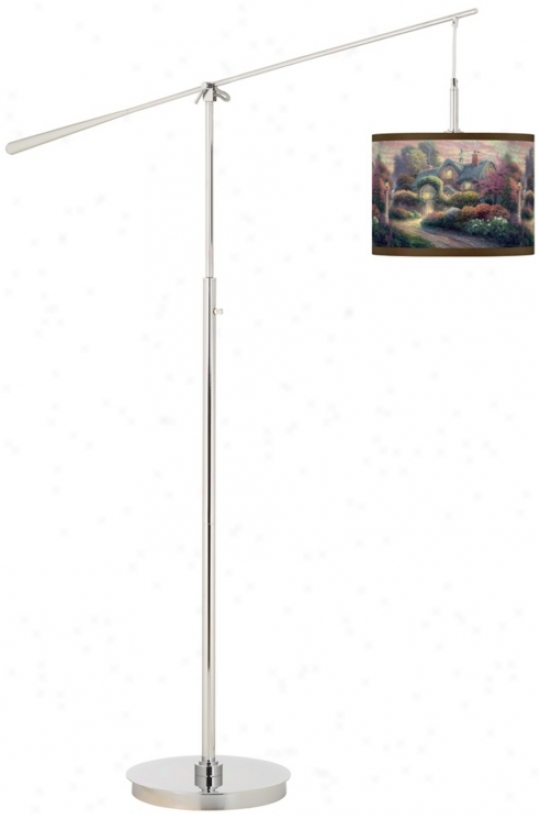 Thomas Kinkade Rosebud Cottage Boom Arm Overthrow Lamp (n0749-w7026)