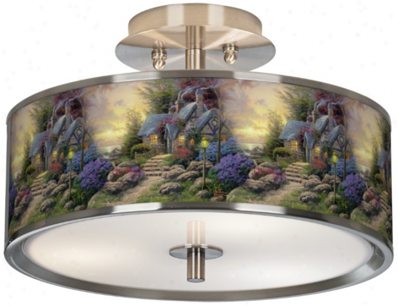 Thomas Kinkade Seaside Hideaway 14" Giclee Ceiling Light (t6396-w7344)