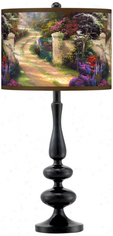 Thomas Kinkade Spring Gate Giclee Glow Tale Lamp (n5714-w8706)