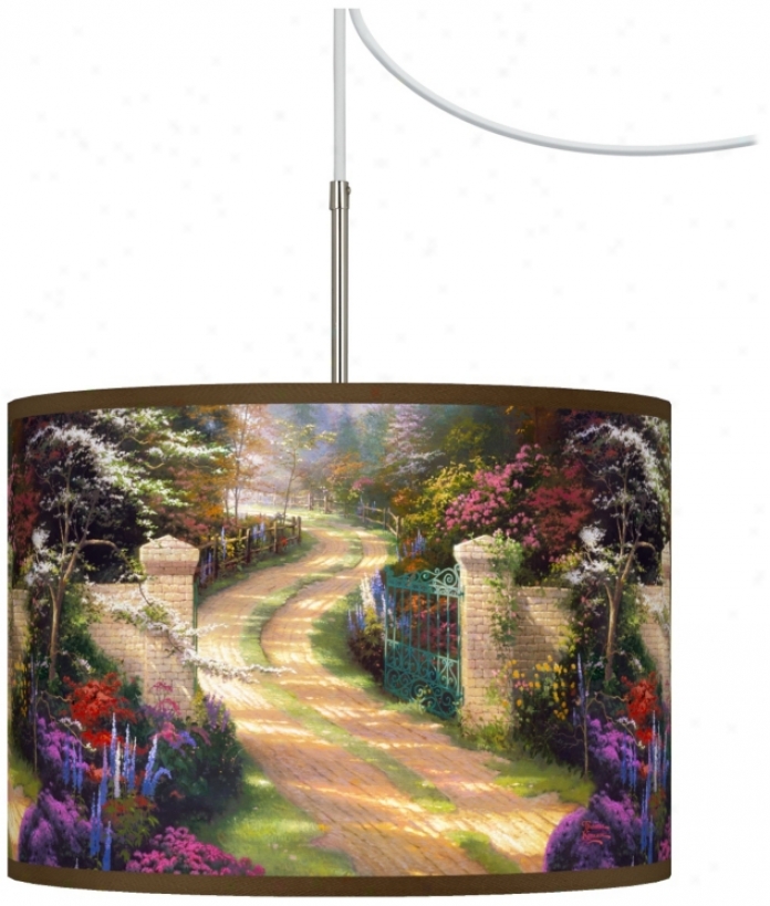 Thomas Kinkade Spring Gate Plug-in Swag Chandelier (t6330-w8923)