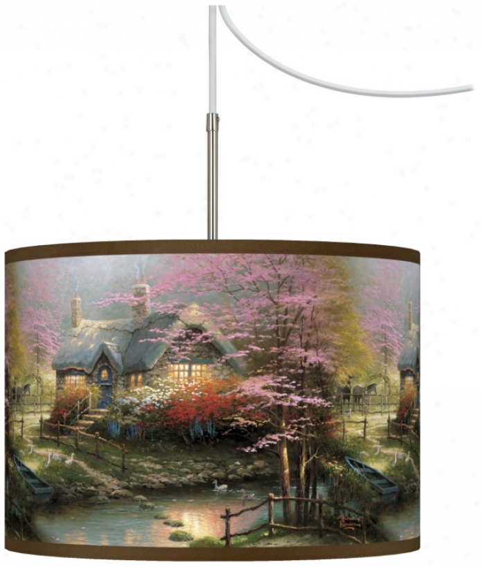 Thomas Kinkade Stepping Stone Cottage Plug-in Swag Chaneelier (t6330-w7278)