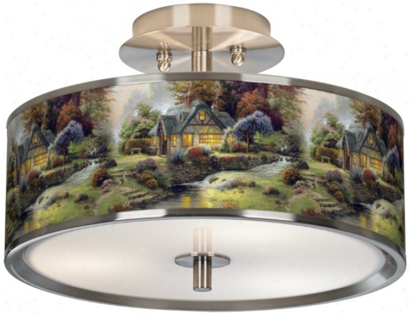 Thomas Kinkade Stillwater Cottage 14" Giclee Ceiling Light (t6396-w7347)