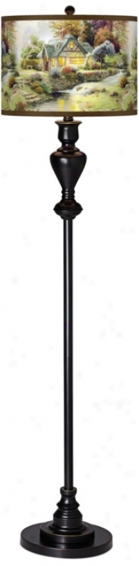 Thomas Kinkade Stillwater Cottage Black Bronze Floor Lamp (w9956-x2934)