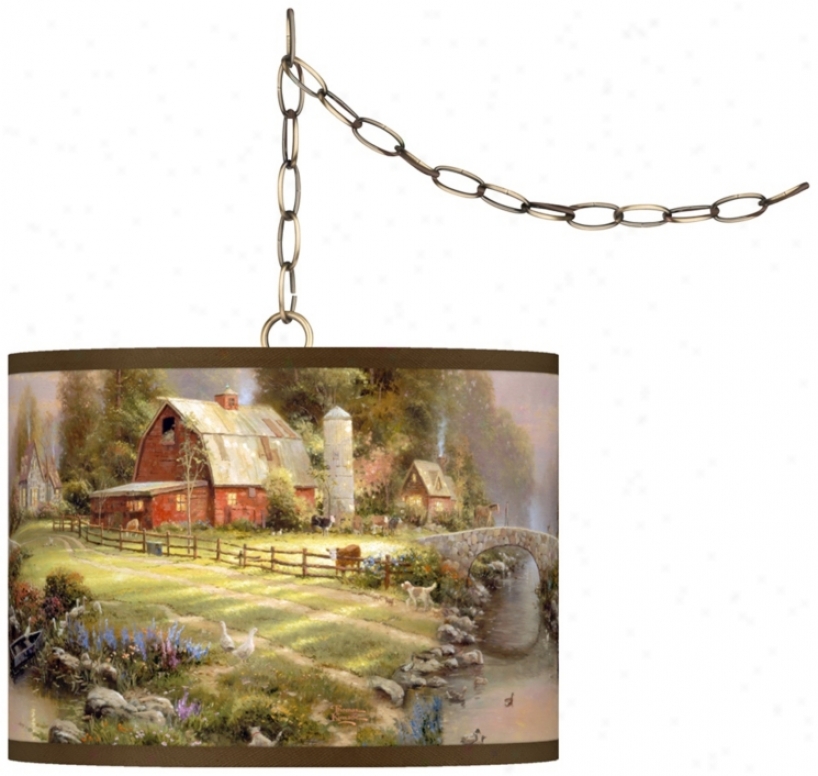 Thomas Kinkade Sunse At Riverbend Fark 13 1/2" Brass Swag (w7782-x9372)