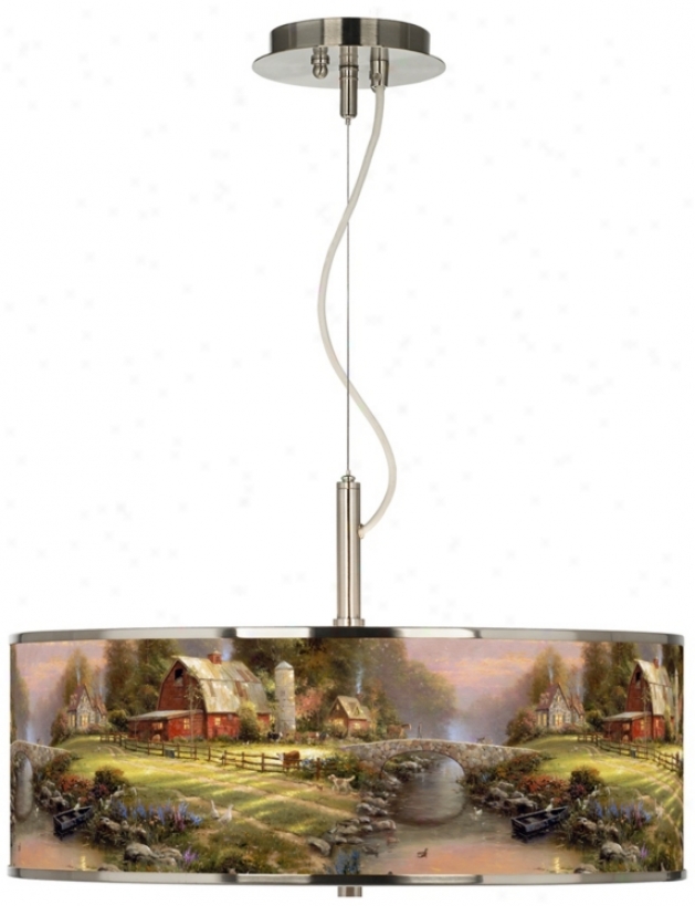 Thomas Kinkade Sunset Ag Riverbend Farm 20" Pendant Light (t6343-w7323)