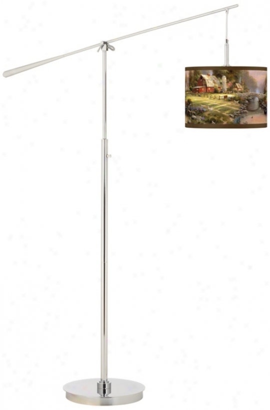 Thomas Kinkade Sunset At Rlverbend Farm Boom Arm Floor Lamp (n0749-w7032)