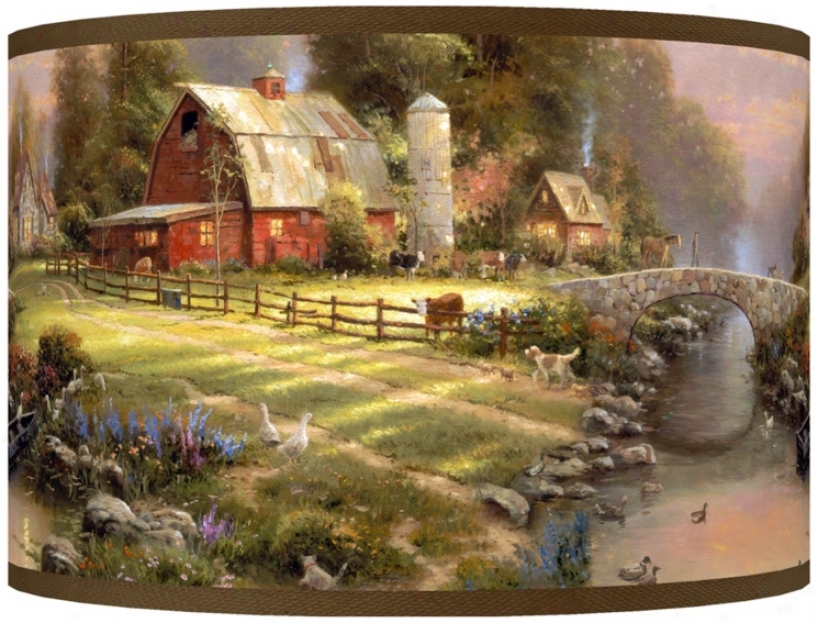 Thomas Kinkade Sunset At Riverbend Farm Shade 12x12x8.5 (j8517-w7203)