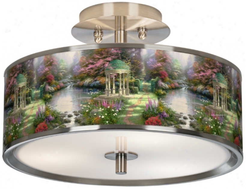 Thomas Kinkade The Garden Of Prayer 14"w Ceiling Light (t6396-w8970)