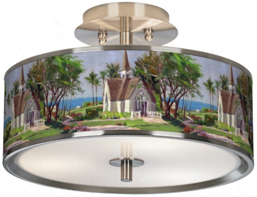 Thomas Knkade Wailea Chapel 14" Giclee Glow Ceiling Light (t6396-w7350)