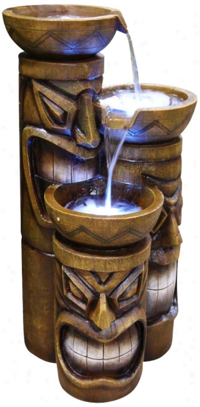 Three Tirr Led Tiki Head Fountain (x3682)