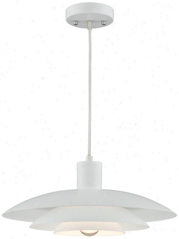 Three-tier Shade Downlite 14" Wide White Pendant Light (u0702)