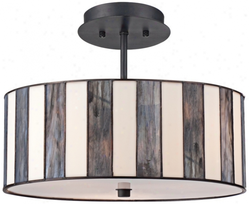 Tiffany Style 14 1/2" Spacious Striped Art Glass Ceiling Light (w7983)