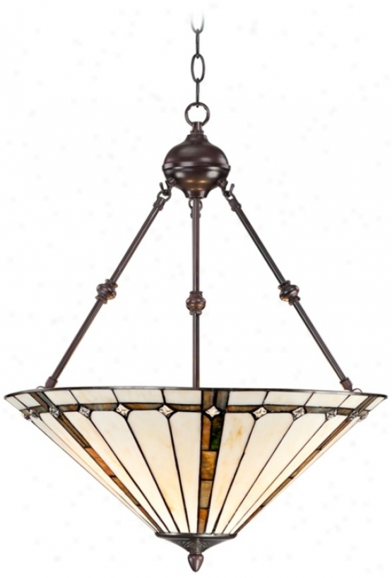 Tiffany Style 3-light Ivory 24" High Glass Pendant Light (v7230)