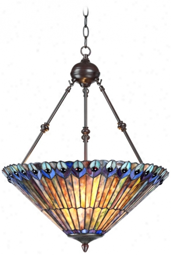 Tiffany Style 3-light Ladybug 25" High Glass Pendant Light (v7228)